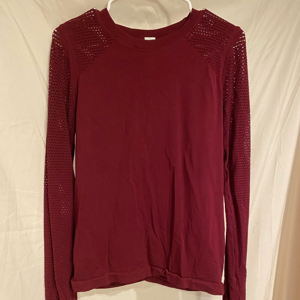 Fabletics burgundy long sleeve workout top